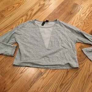 Athletic cropped lite sweatshirt with mesh v neck
